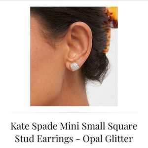 NWT!! Kate Spade mini small square stud earrings in Opal Glitter